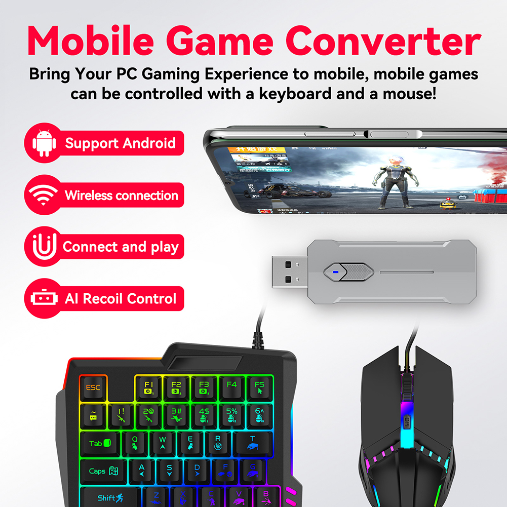 5 in 1 Mobile Game Converter K - Gaming Keyboard And Mouse Converter For Mobile reseña y precio