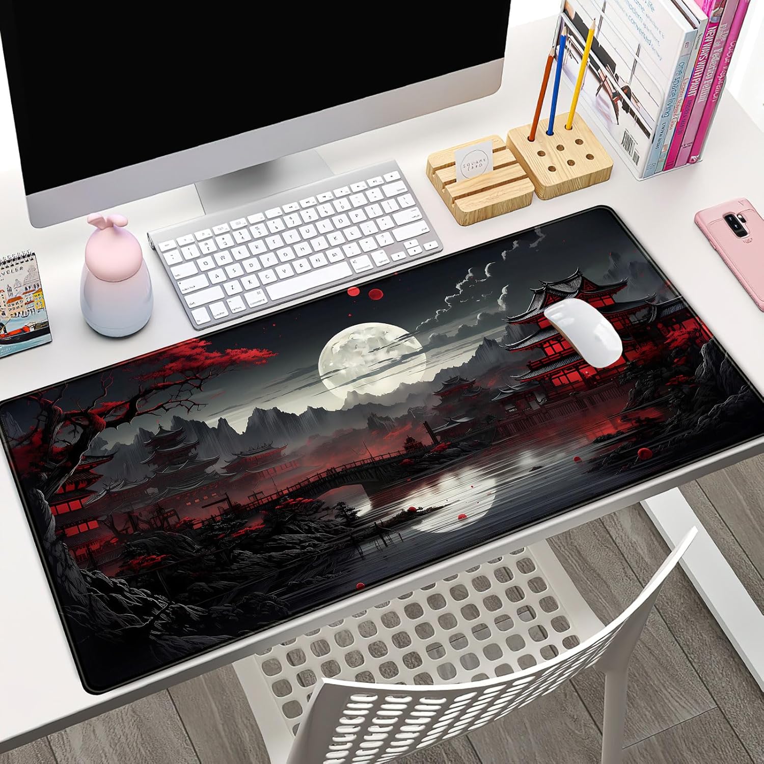 Japanese Desk Mat Riverside Fu - Gaming Keyboard And Mouse Pad reseña y precio