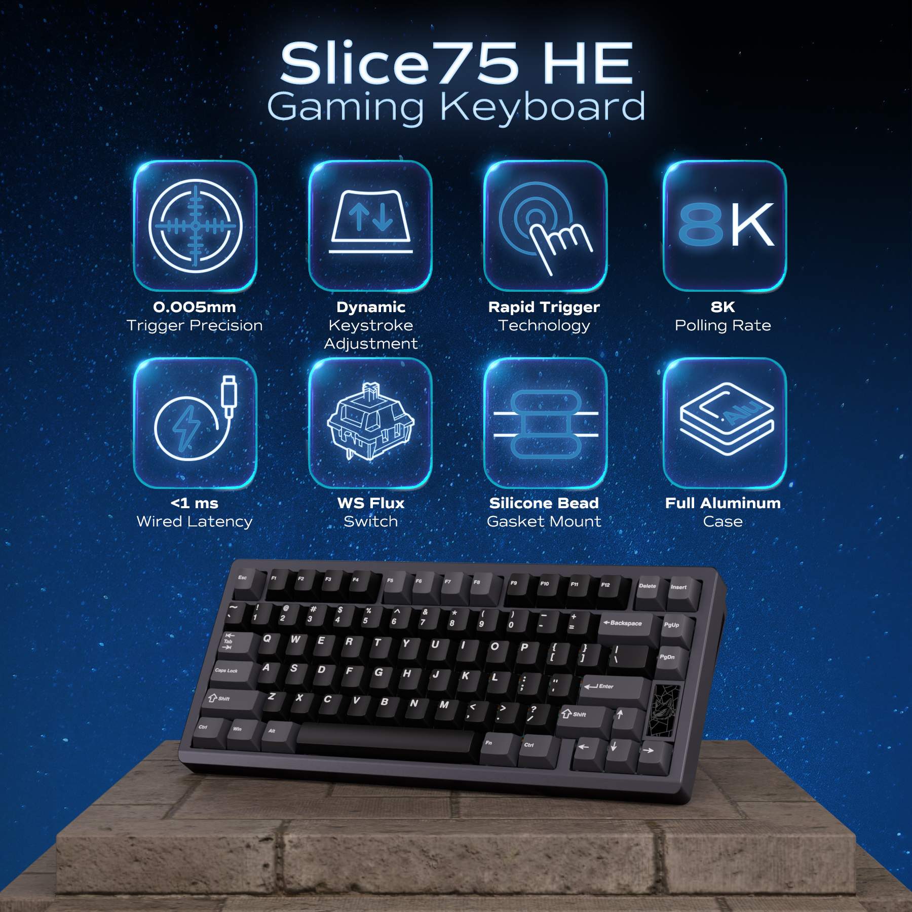 Chilkey Slice75 HE Gaming Keyb - Gaming Keyboard Hall Effect Switches reseña y precio