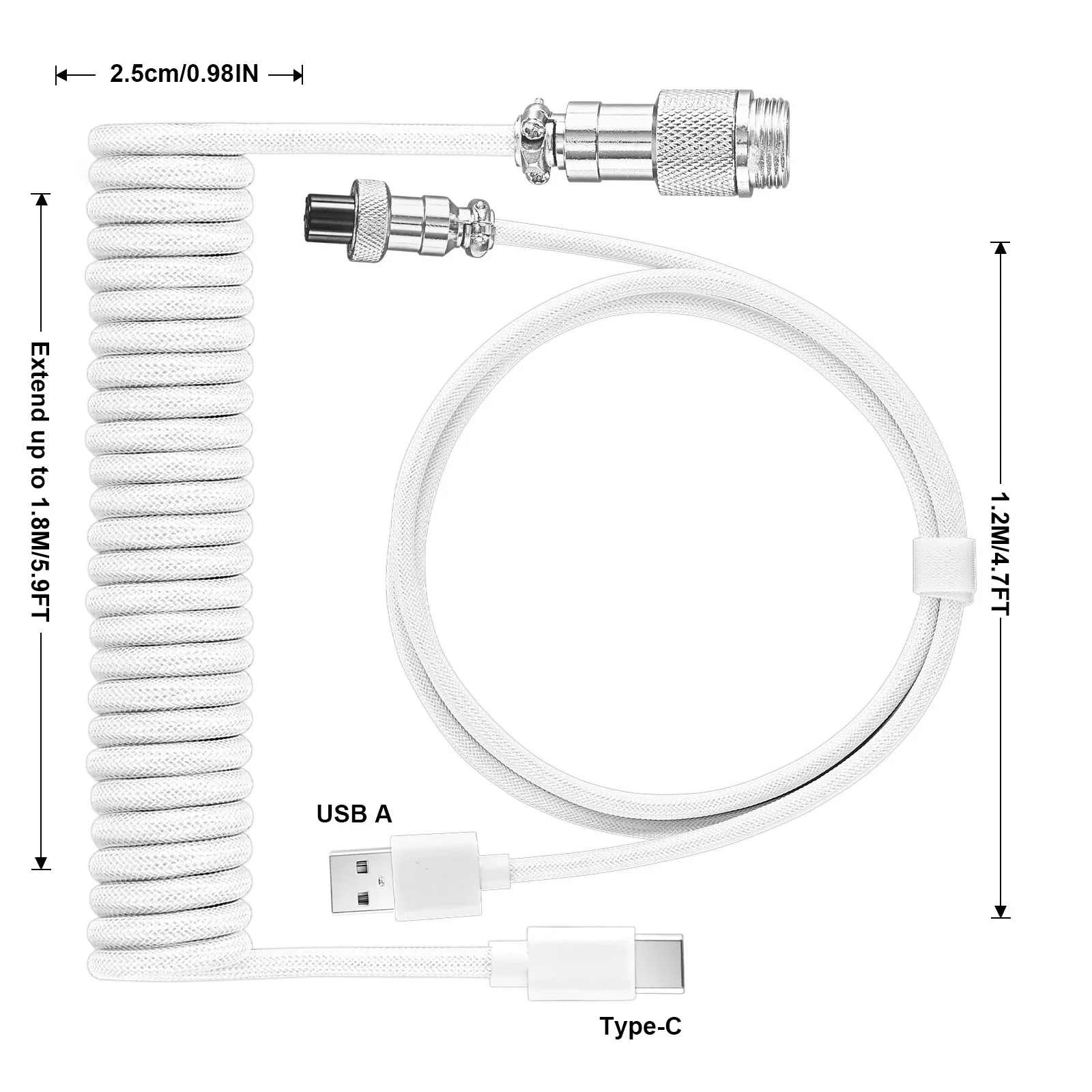 New Type C Coiled Cable USB Av - Gaming Keyboard Types reseña y precio