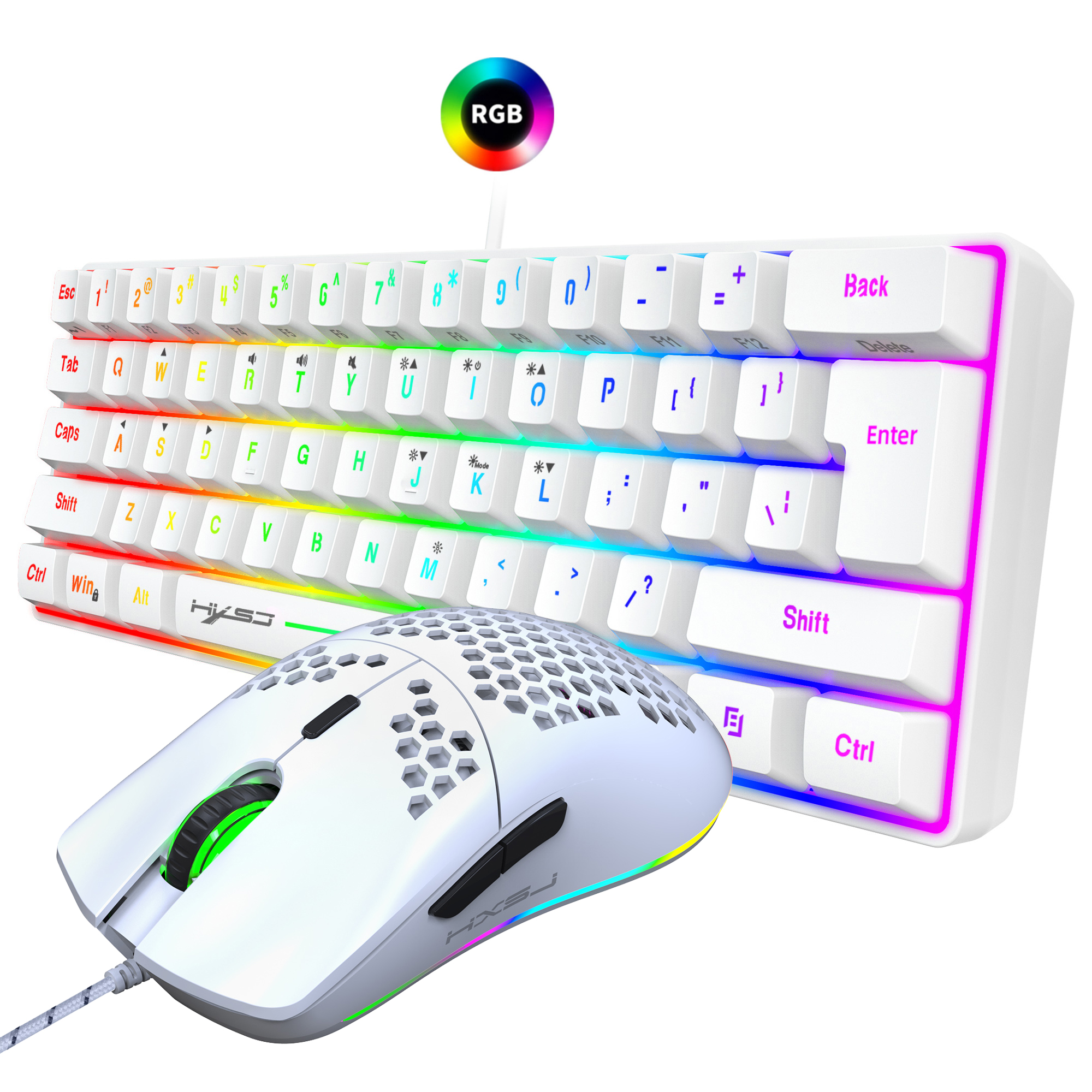 Hot selling HXSJ 61 keys V700  - Gaming Keyboard Mouse Set reseña y precio