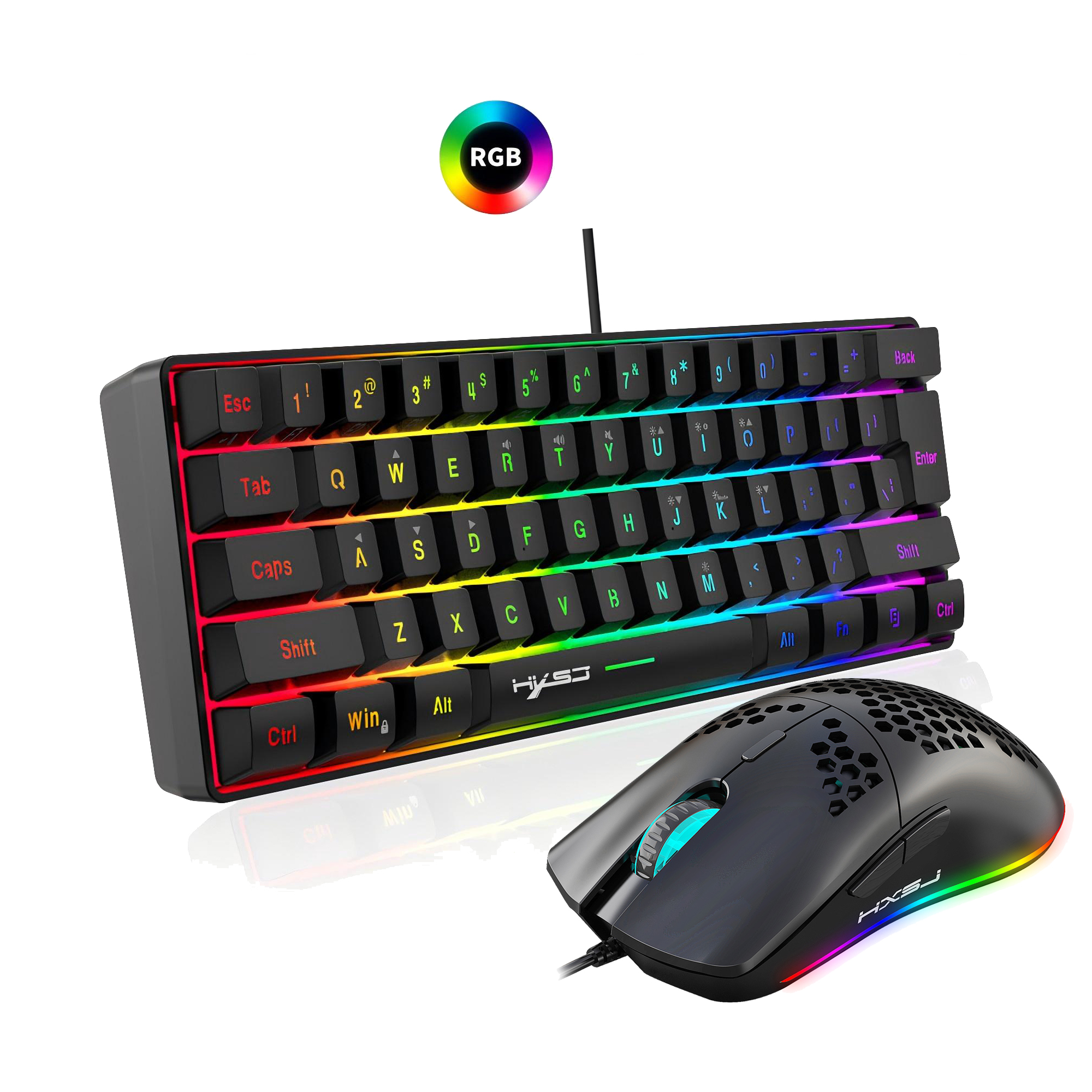 Hot selling HXSJ 61 keys V700  - Gaming Keyboard Mouse Set reseña y precio