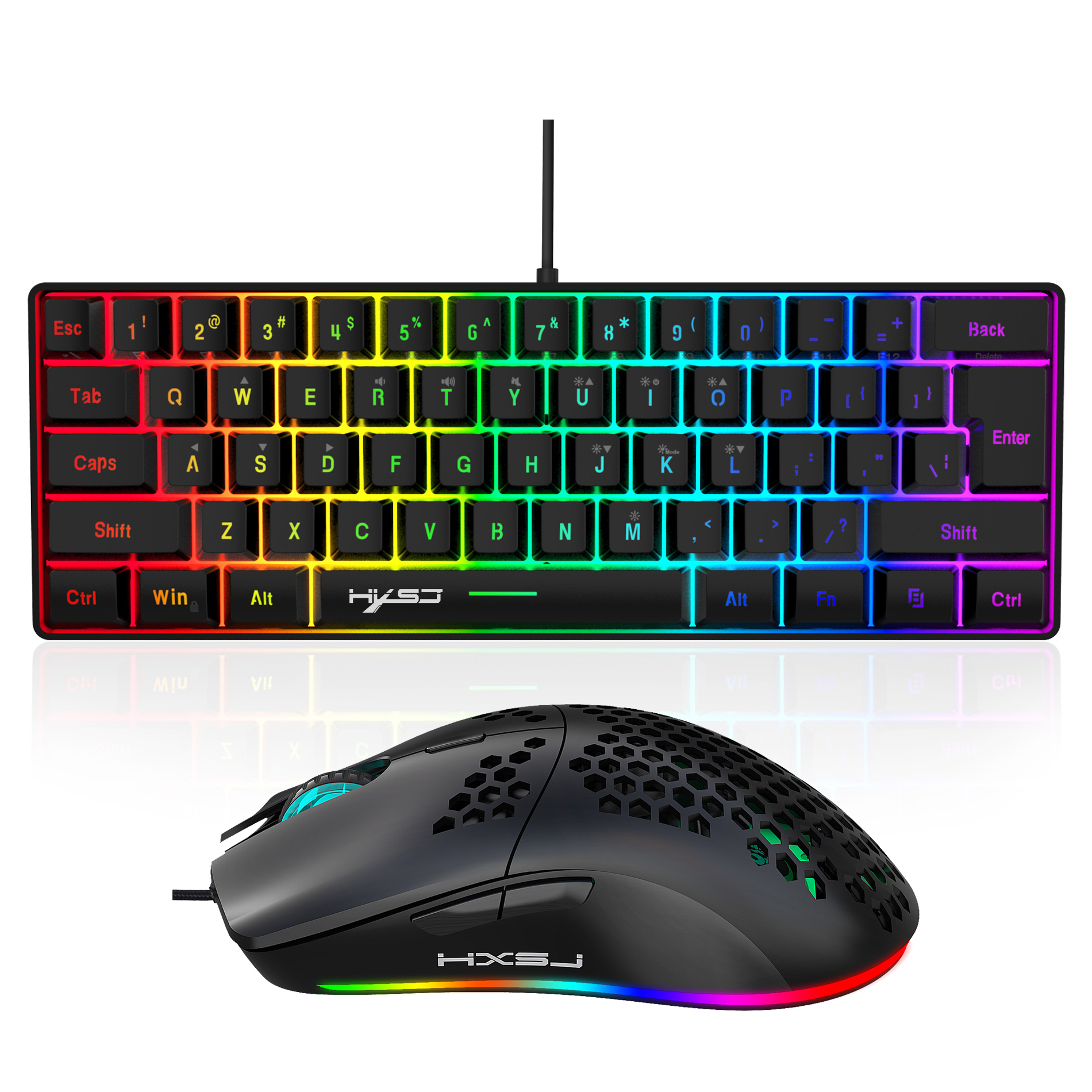Hot selling HXSJ 61 keys V700  - Gaming Keyboard Mouse Set reseña y precio