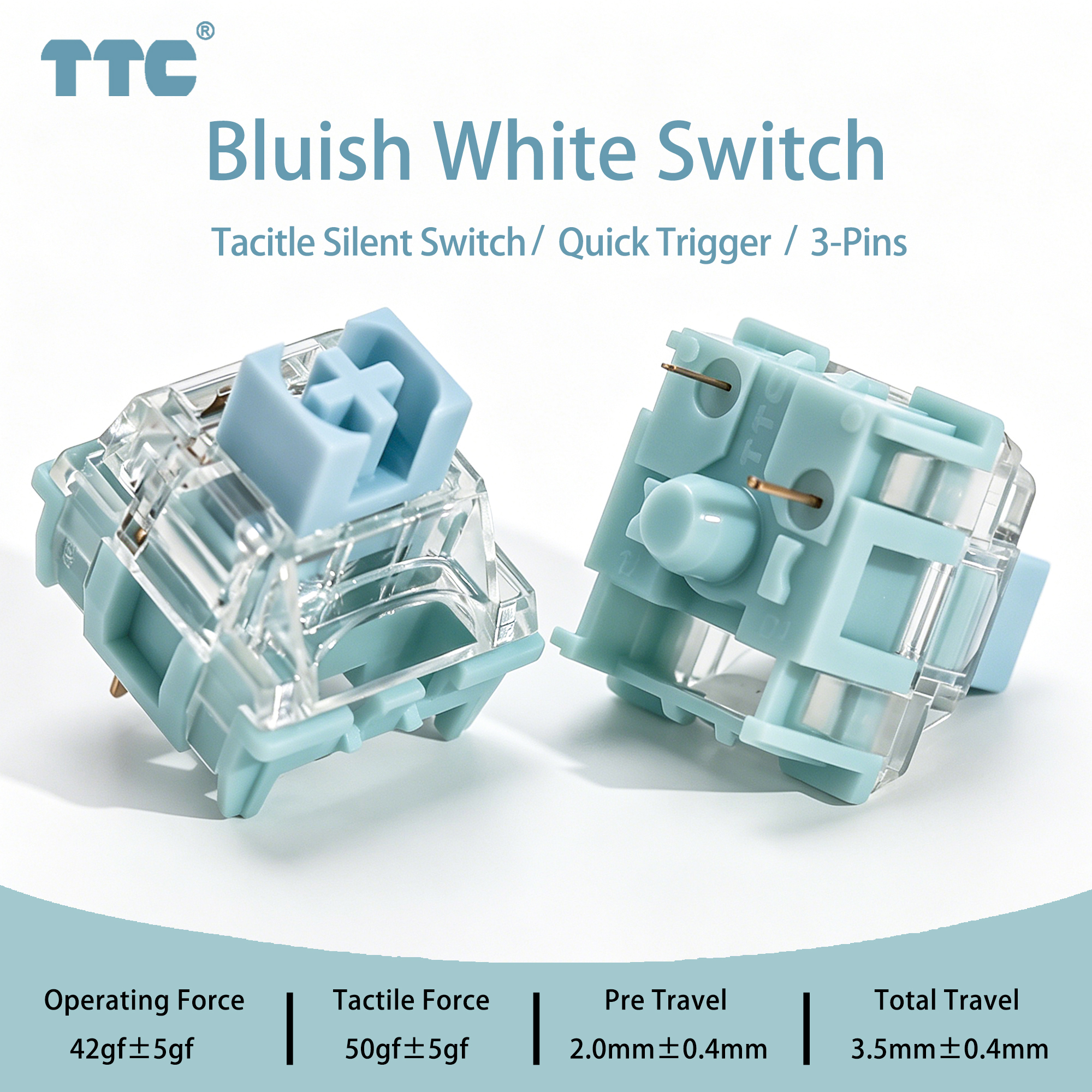 TTC Bluish White Silent Switch - Gaming Keyboard No Rgb reseña y precio
