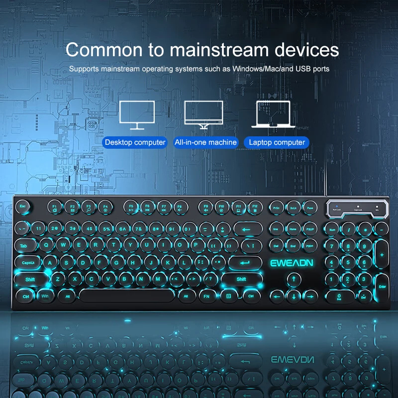 Retro Punk Mechanical Feel Key - Gaming Keyboard And Mouse reseña y precio