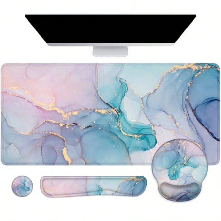 Mouse Pad with Wrist Rest Larg - Gaming Keyboard Mouse Set reseña y precio