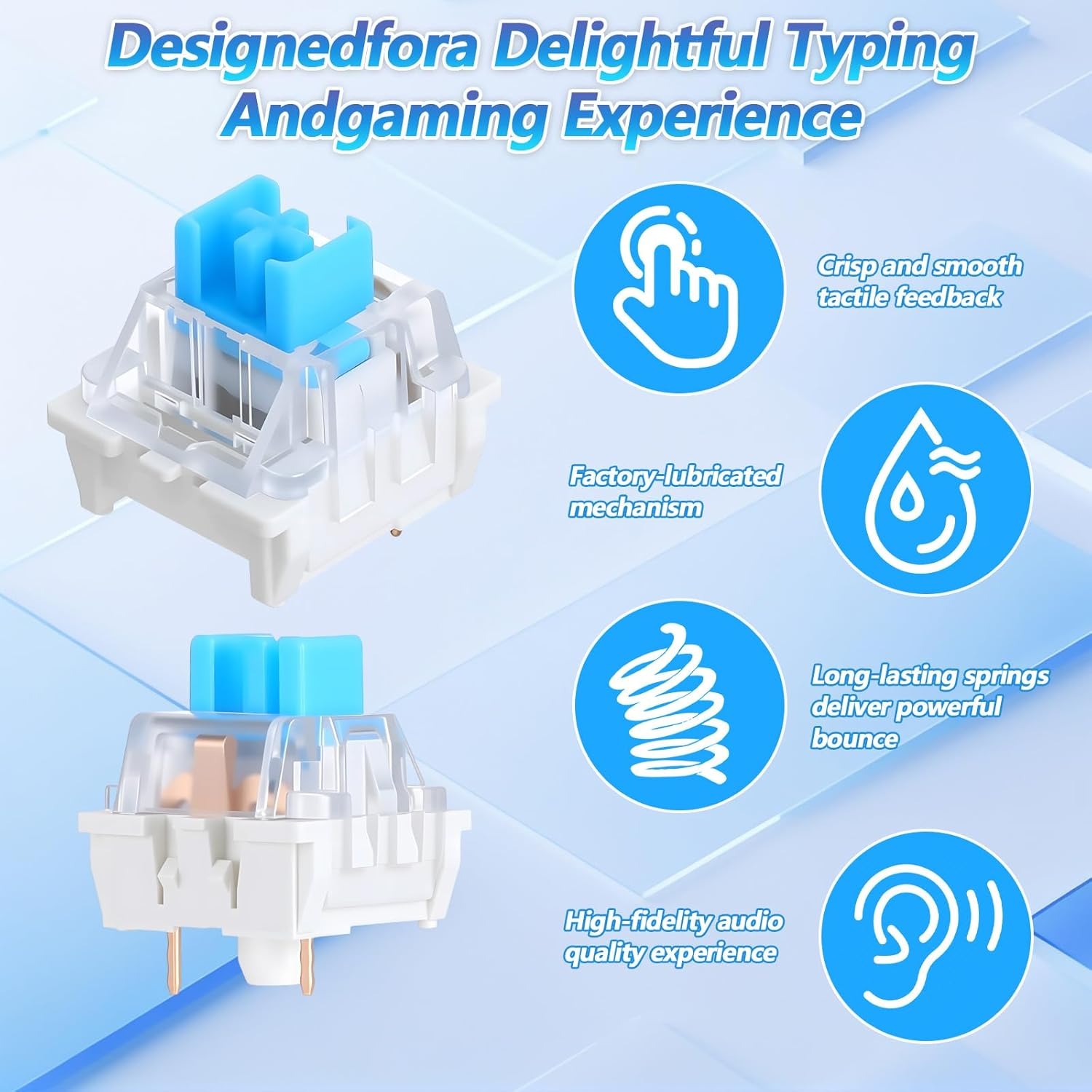 100 Practical Blue Switches, H - Gaming Keyboard Types reseña y precio