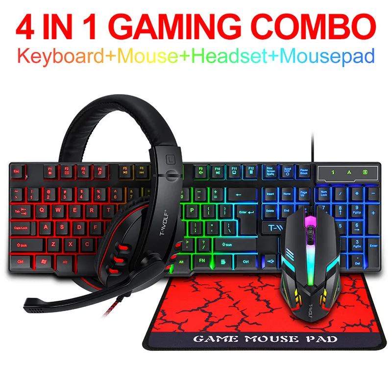 T-WOLF Game Four Piece TF800 I - Gaming Keyboard Mouse Set reseña y precio