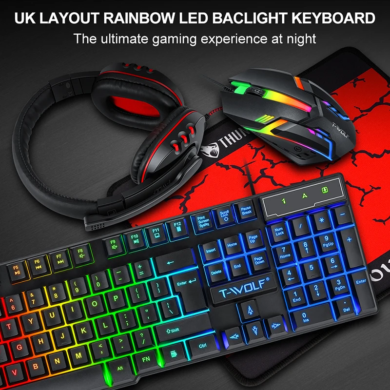 T-WOLF Game Four Piece TF800 I - Gaming Keyboard Mouse Set reseña y precio