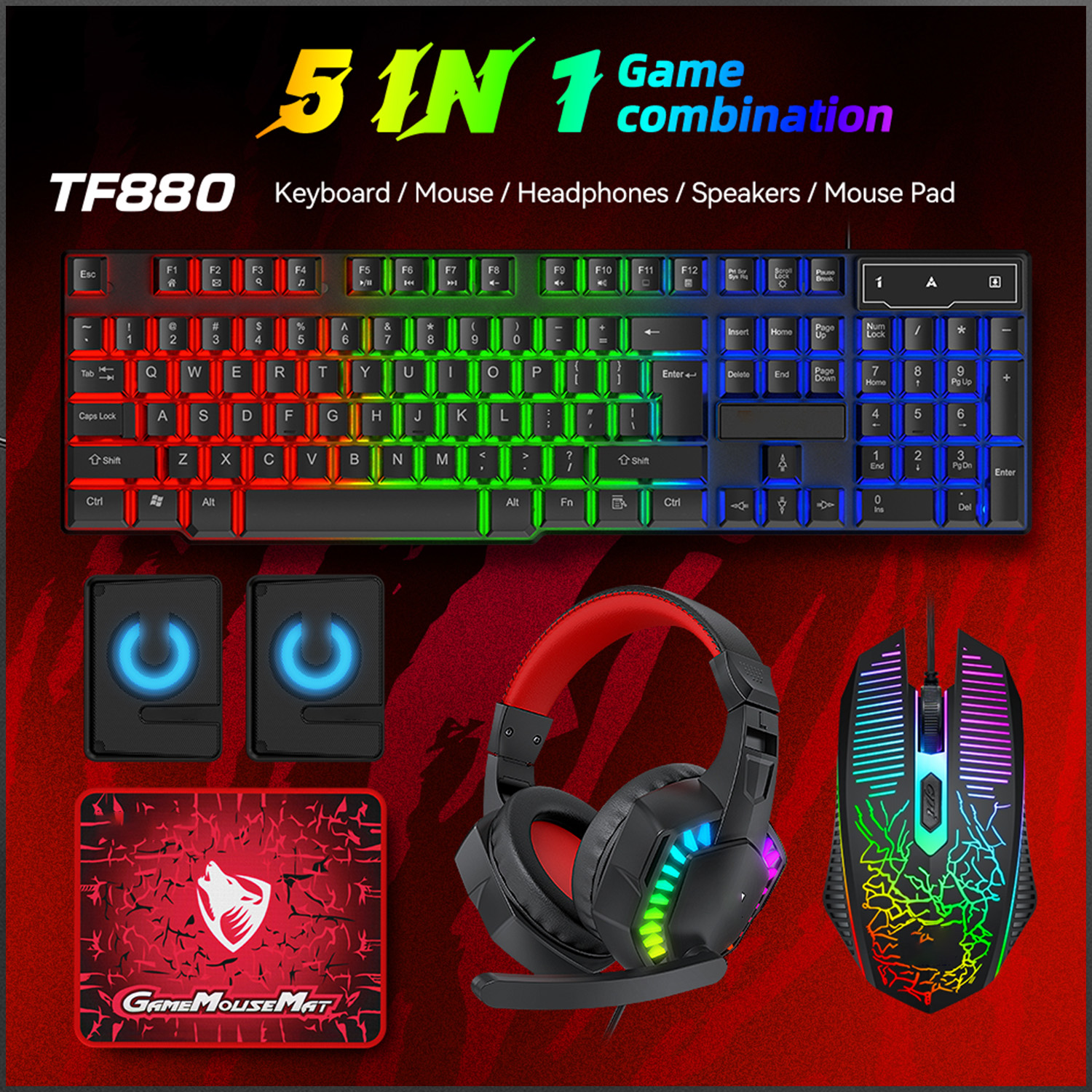 5-in-1 Set Gaming Combo Keyboa - Gaming Keyboard Mouse Set reseña y precio