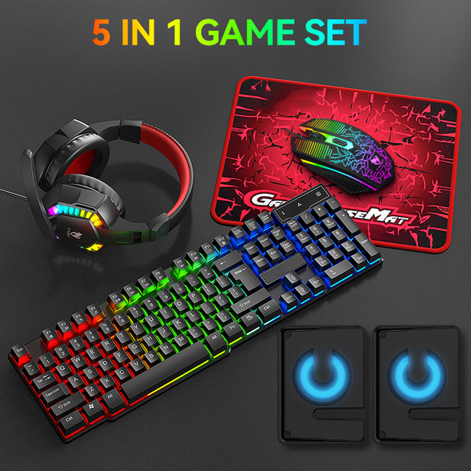 5-in-1 Set Gaming Combo Keyboa - Gaming Keyboard Mouse Set reseña y precio