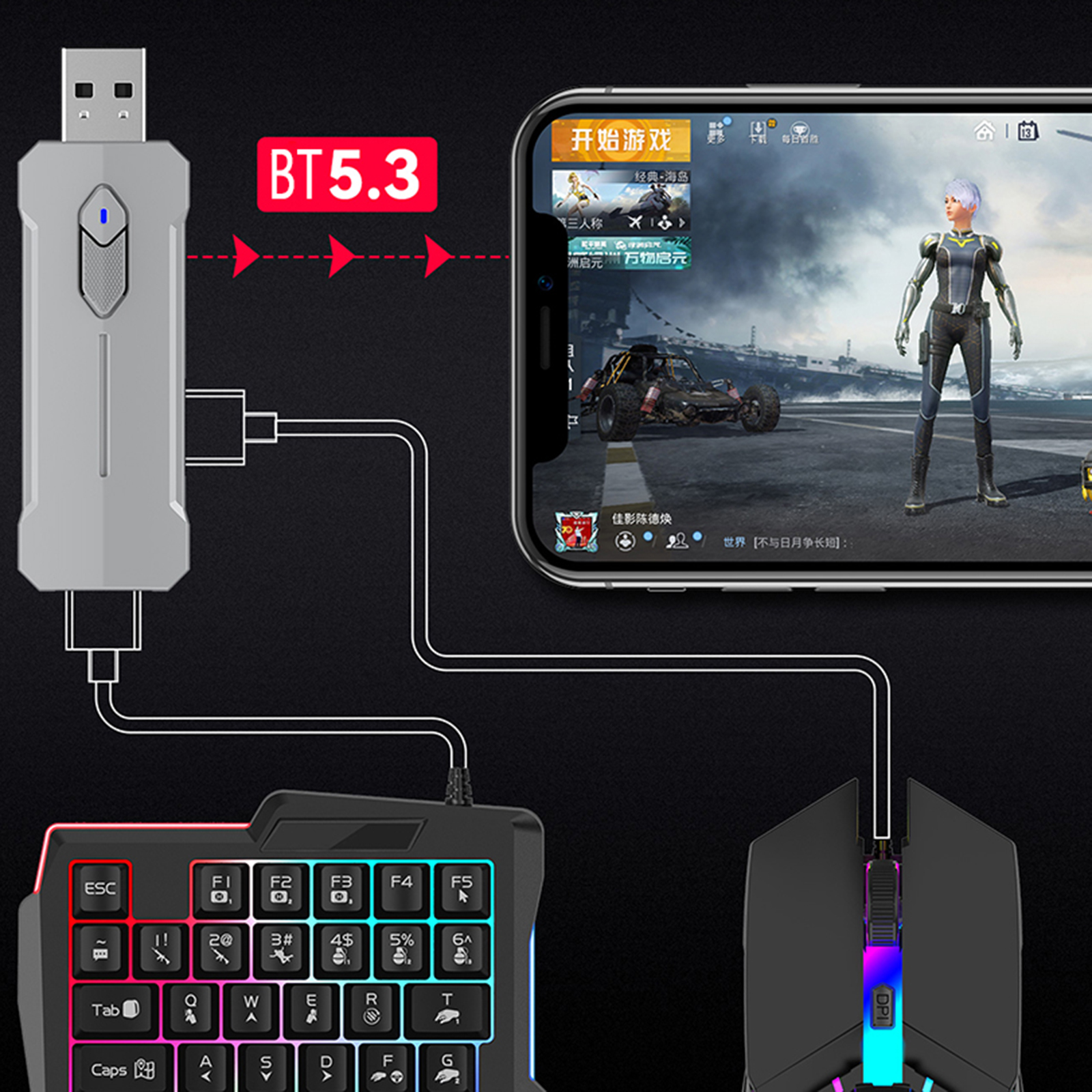 5 in 1 Mobile Game Converter K - Gaming Keyboard And Mouse Converter For Mobile reseña y precio
